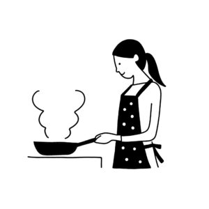 料理をしている女性