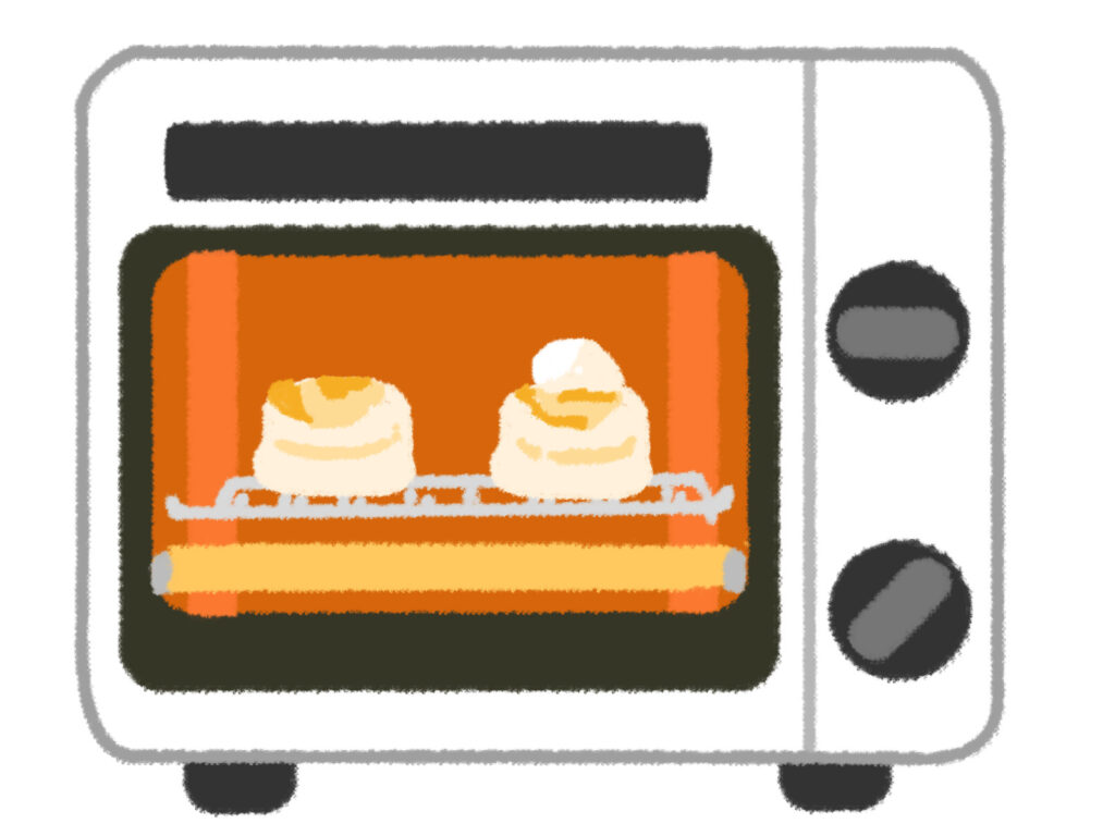 トースターでお餅を焼いているところ