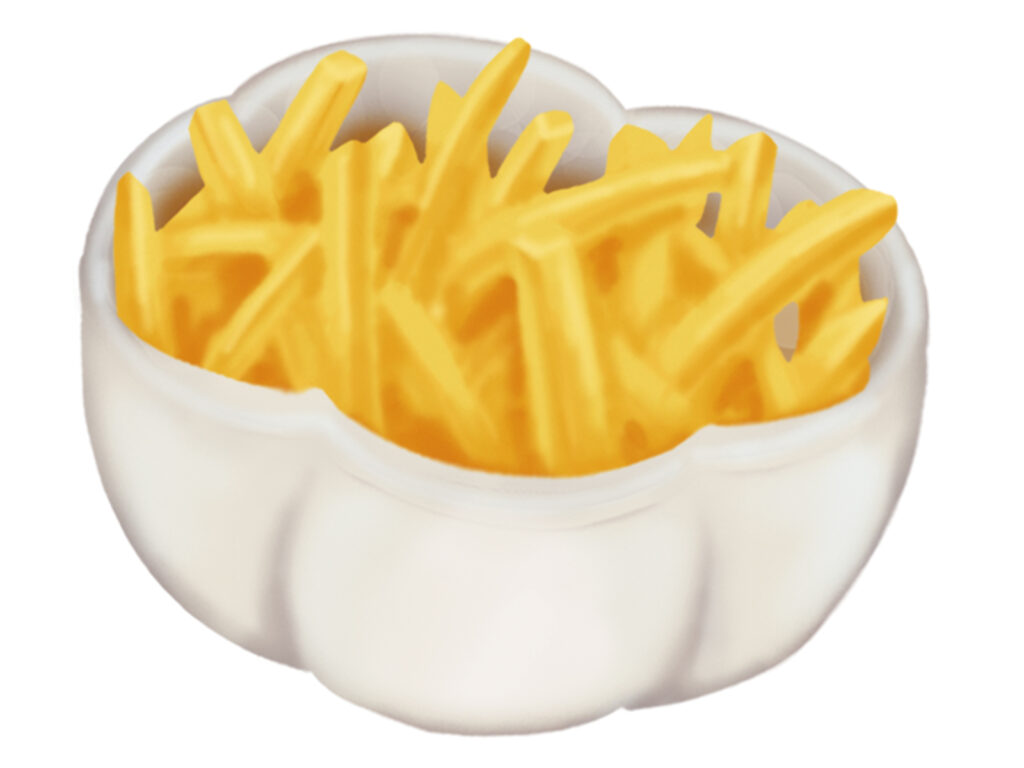 白いお皿に入ったフライドポテトのイラスト
